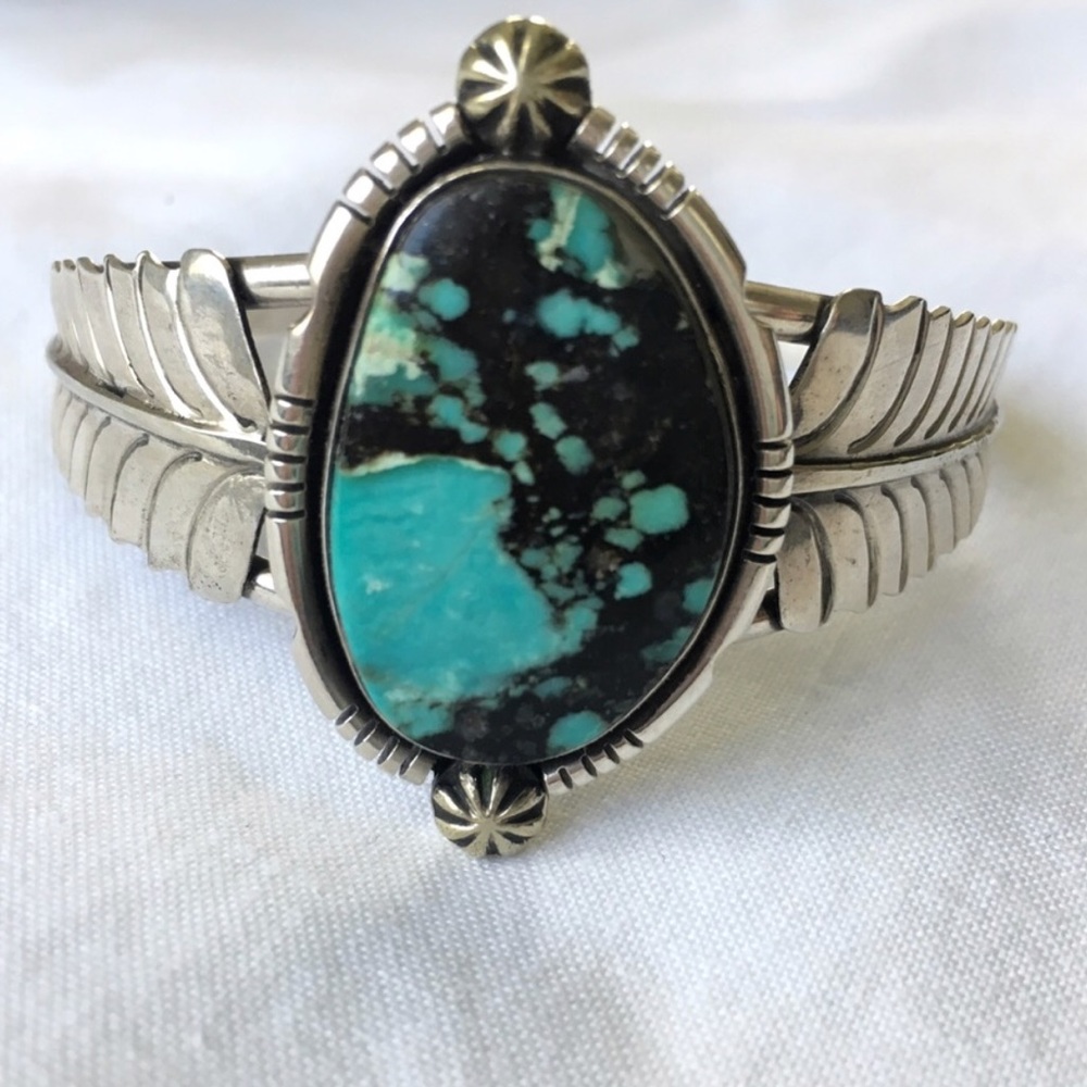 Handmade turquoise and sterling cuff